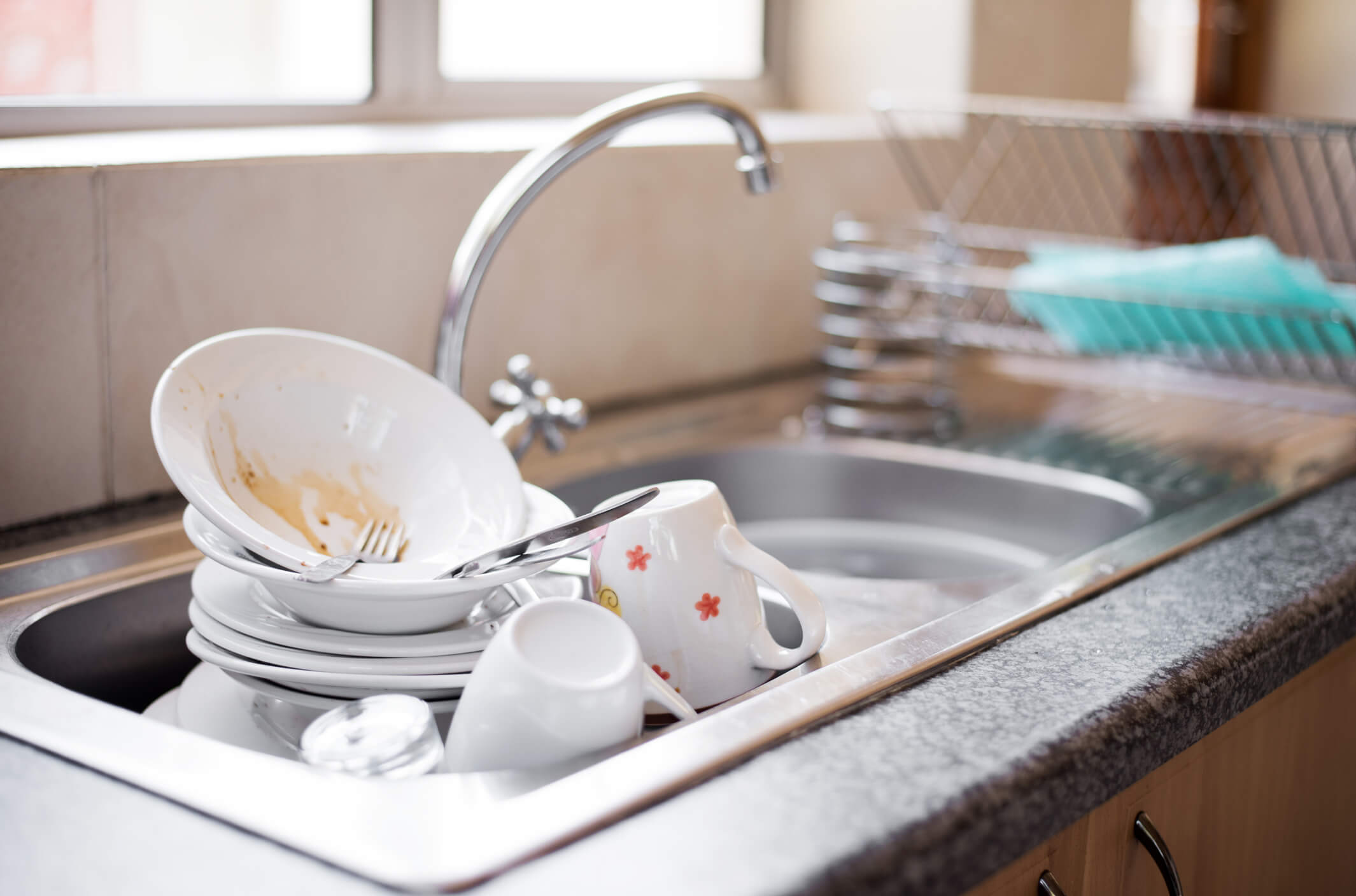 sewage backup kitchen sink dishes